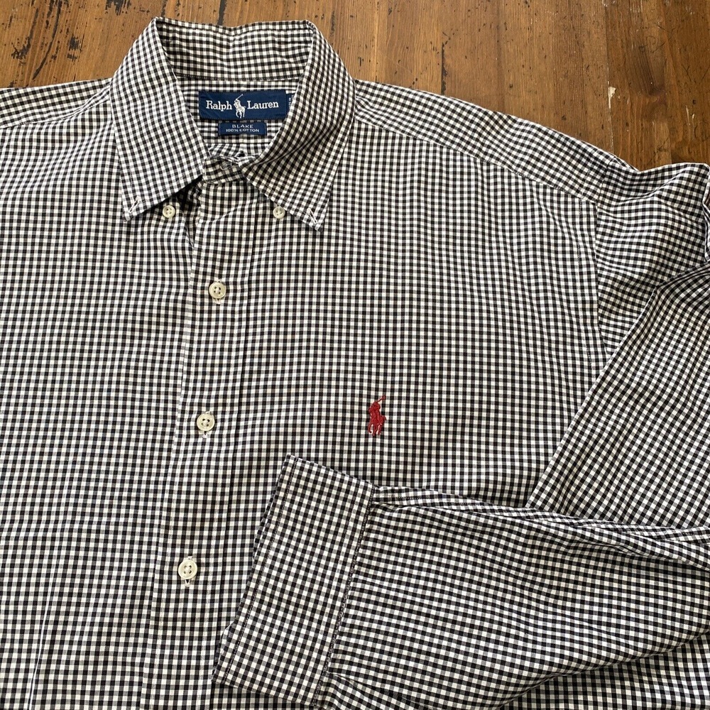 Ralph Lauren Long Sleeve 100% Cotton BLAKE Plaid Shirt Red Polo Horse Logo Men L